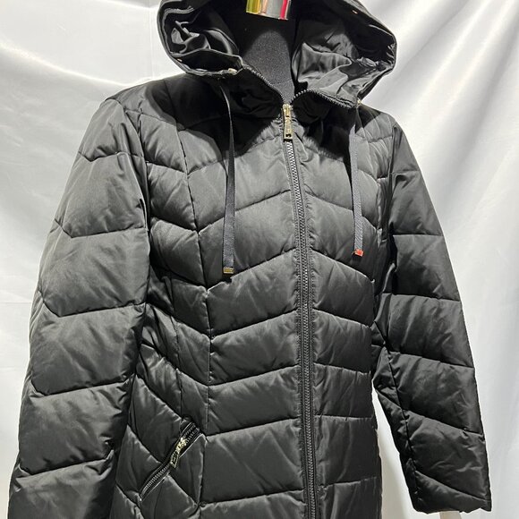 Gorgeous Tahari Mid Length Puffer Coat w/faux fur hood trim In Blk Plus Size XXL - Picture 11 of 15